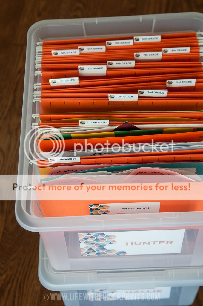 Create a keepsake box to organize kids school papers and memorabilia